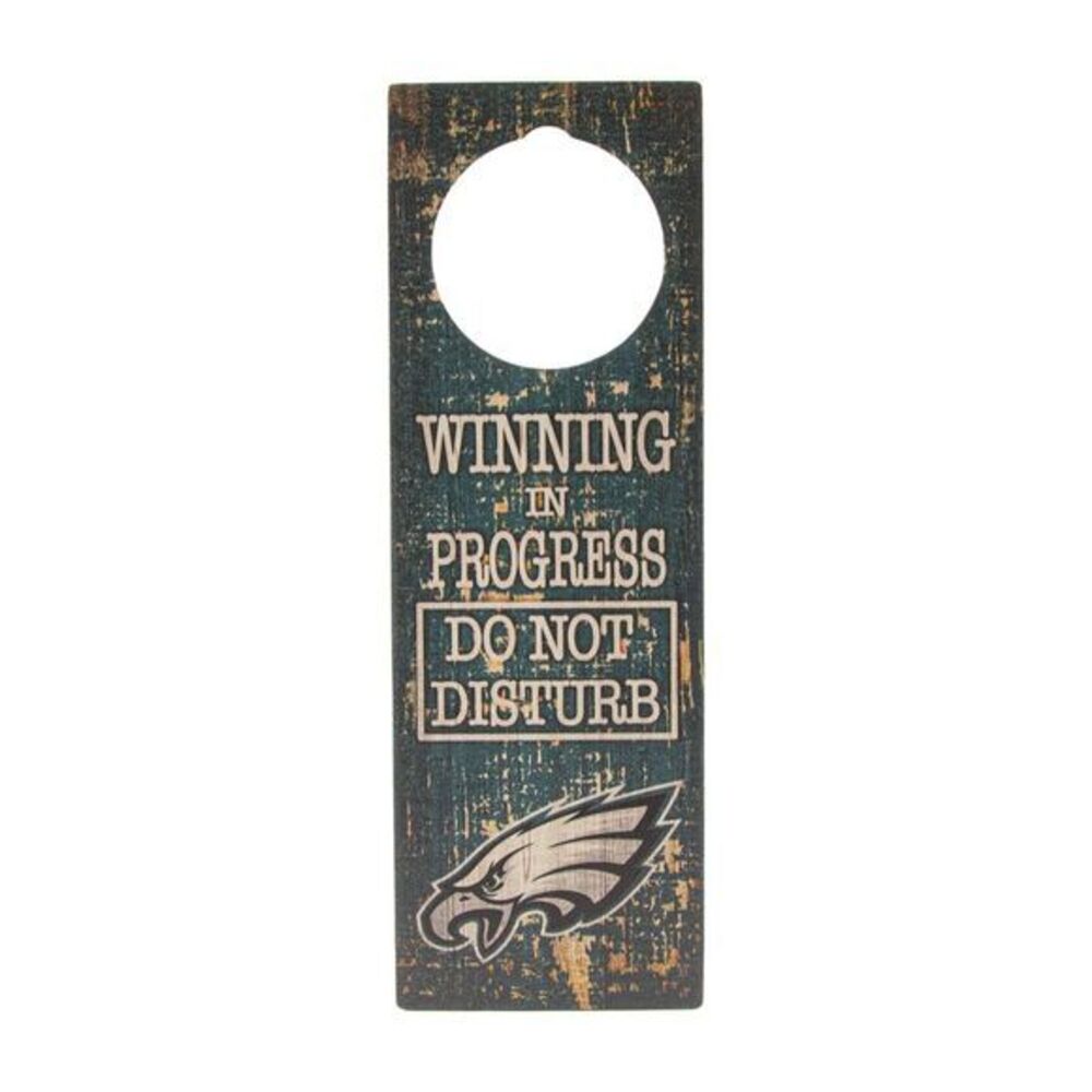 NFL Philadelphia Eagles "This Cave Runs On Eagles Power" Wood Football Sign